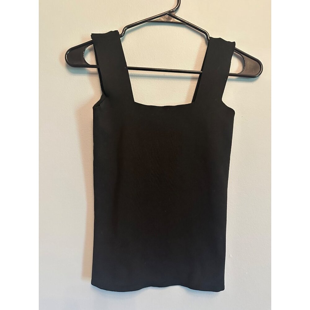 Black Plain Tricot Tank Top - Picture 2 of 4